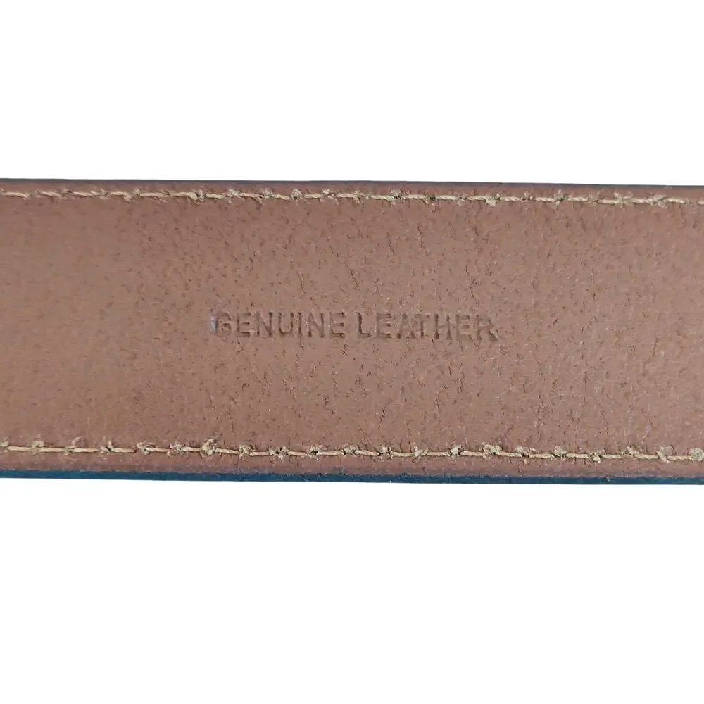 American Eagle Suede Leather Belt Brass Tone Buckle Tan Medium Unisex M Brown‎